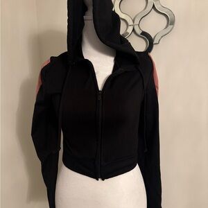 Feathers Black and Pink Hooded Jacket